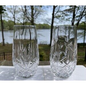 Cashs Crystal Tumbler Glasses Approx 6" Tall Set of 2 Marked Cashs on Bottom
